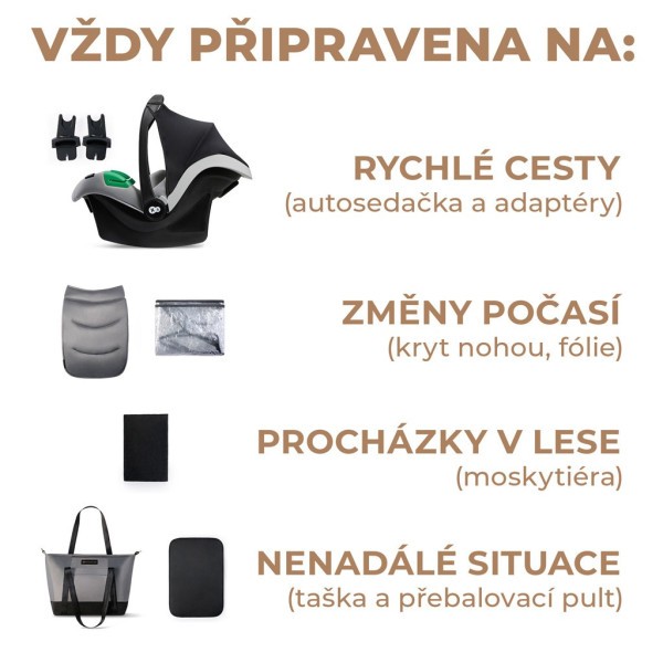 KINDERKRAFT SELECT Kočárek kombinovaný 3v1 Prime 2