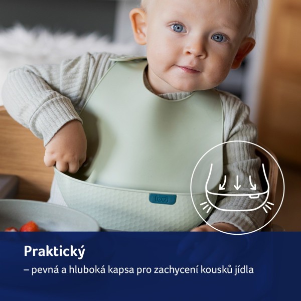 LOVI Silikonový bryndák s kapsou Granola