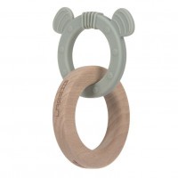 Lässig Kousátko Teether Ring 2v1 Wood/Silikone Little Chums