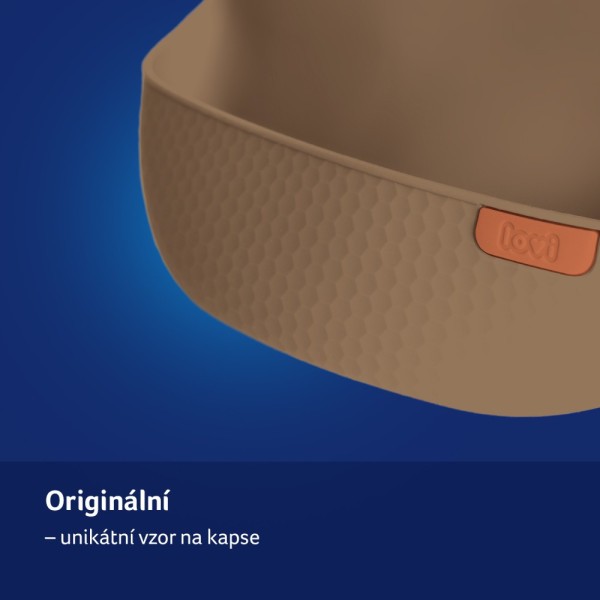 LOVI Silikonový bryndák s kapsou Granola