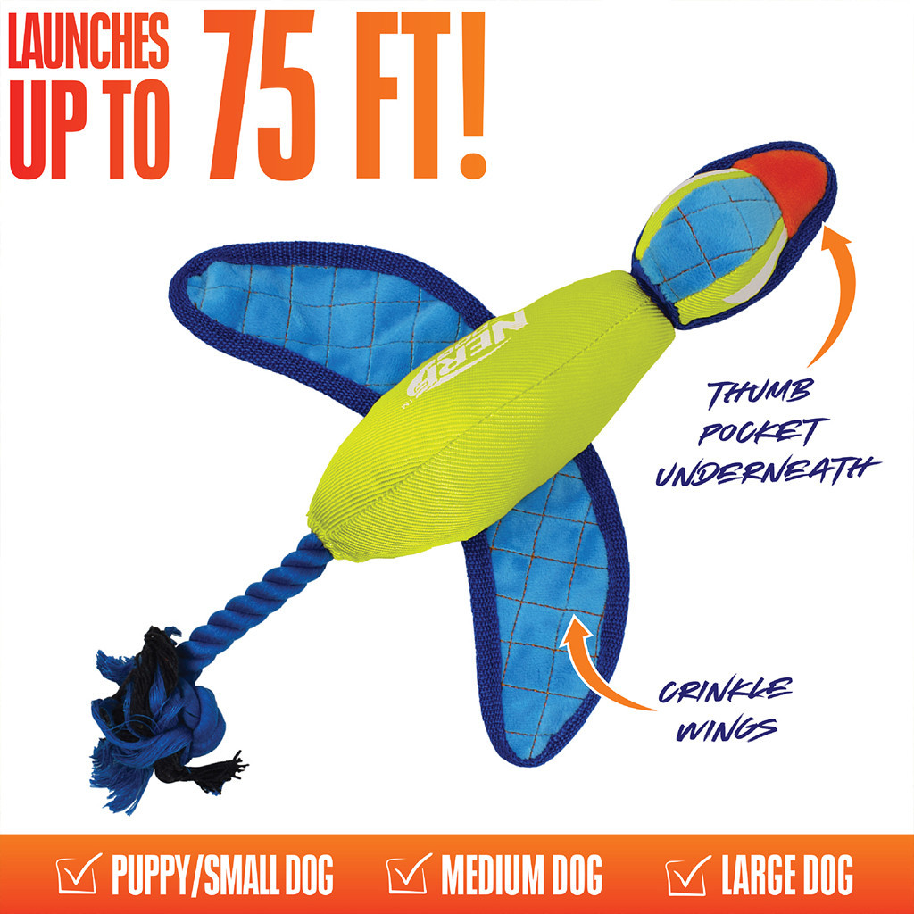 NERF DOG Hračka pro psy Nylonová plyšová kachna se šuštícimi křídly na házení – 42 cm