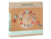 LITTLE DUTCH Hodiny s puzzle kostkami dřevěné Farma