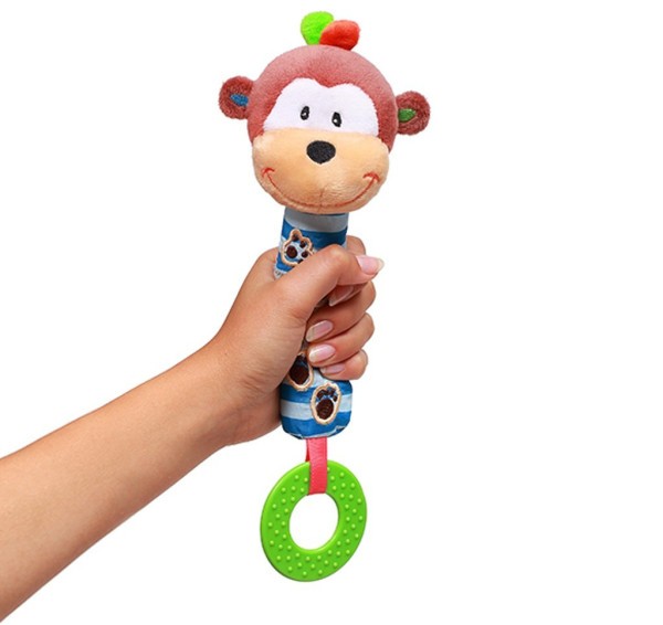 BABYONO Hračka pískací s kousátkou opička George 3m+