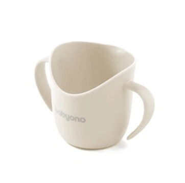 BABYONO Ergonomický plastový tréninkový hrnek FLOW - béžový