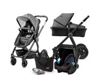 KINDERKRAFT Kočárek kombinovaný Veo black/grey 3v1 Kinderkraft + koš na pleny Angelcare