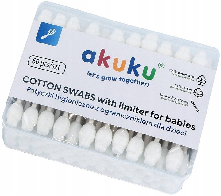AKUKU Vatové tyčinky s omezovačem pro miminka