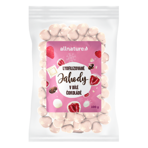 ALLNATURE Mrazem sušené jahody v bílé čokoládě 100 g