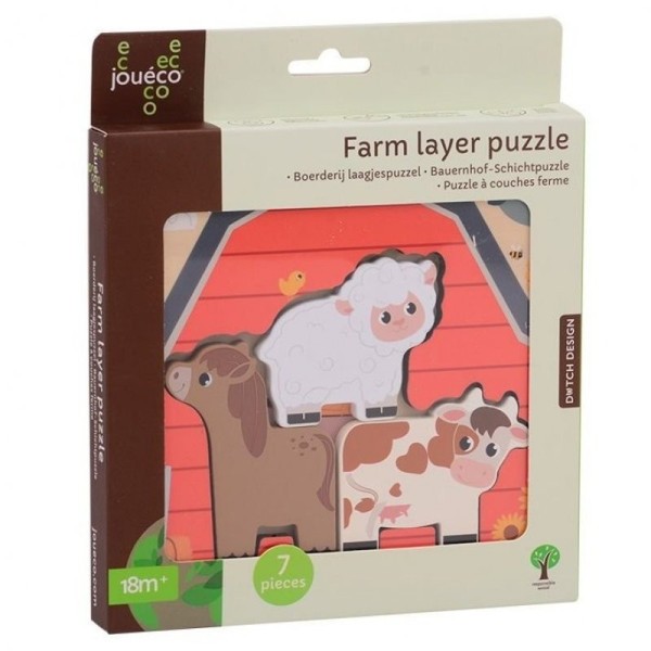JOUÉCO Dřevěné vícevrstvé puzzle 7ks 18m+