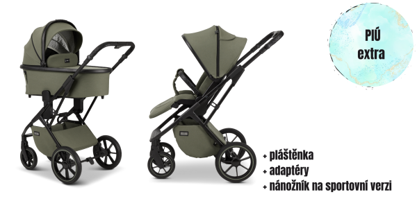 MOON PIÚ EXTRA black matt Kombinovaný kočárek