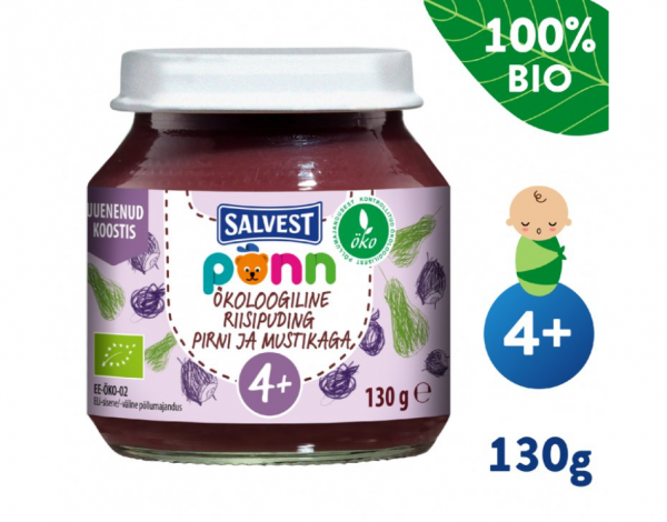 Salvest Põnn BIO Hruškovo-borůvkové pyré s jáhly (130 g)