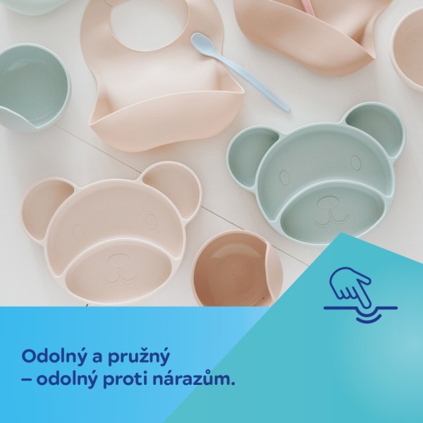 CANPOL BABIES Silikonový dělený talíř s přísavkou MEDVÍDEK