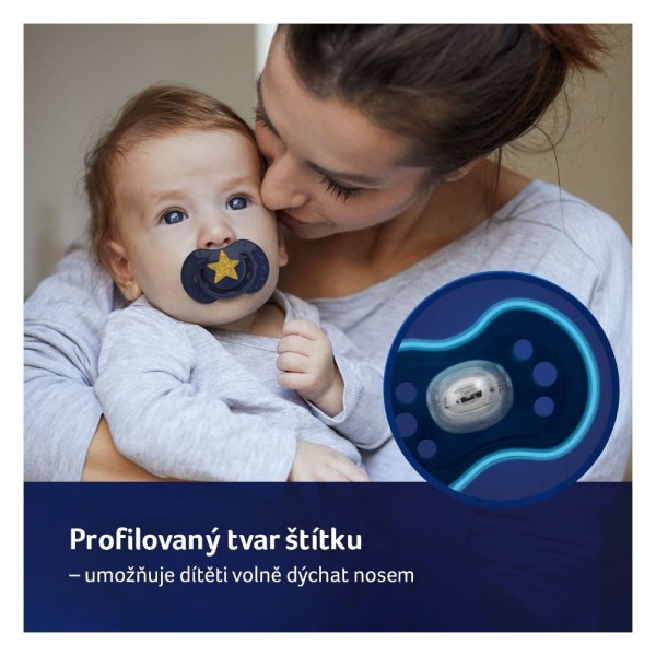 LOVI Dudlík silikonový dynamický Stardust 2ks modrý
