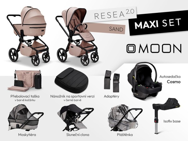 MOON Resea 2.0 Maxi set Kombinovaný kočárek + autosedačka