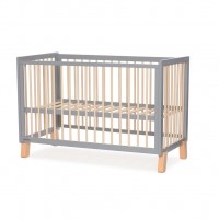 KINDERKRAFT Postýlka dřevěná se zábranou Lunky Grey