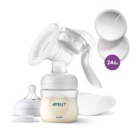 Philips AVENT Odsávačka mléka manuální + Vložky do podprsenky 24 ks