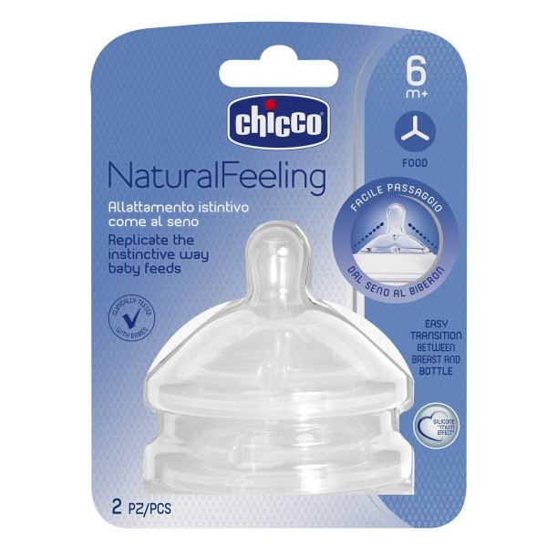 CHICCO Dudlík na láhev Natural Feeling silikon 2 ks