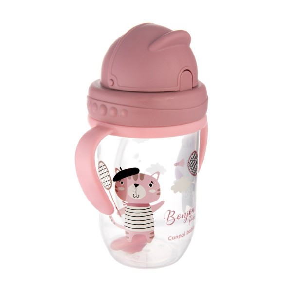 CANPOL BABIES Nevylévací hrneček se slámkou a závažím 270ml BONJOUR PARIS