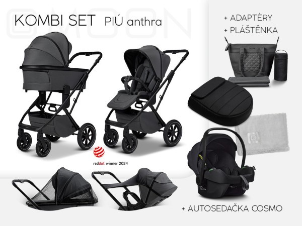 MOON PIÚ Kombi set Kombinovaný kočárek