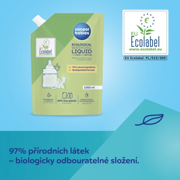 CANPOL BABIES Ekologický mycí prostředek na kojenecké lahve a savičky - náhradní náplň 1000 ml