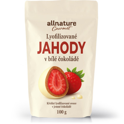 Mrazem sušené jahody v bílé čokoládě 100 g