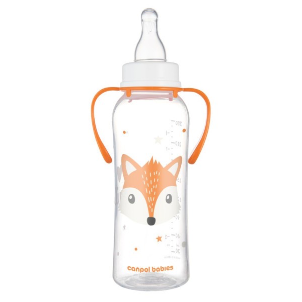 CANPOL BABIES Lahev úzkohrdlá s úchyty CUTE ANIMALS 250ml