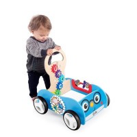 BABY EINSTEIN Hračka dřevěná aktivní vlečka Discovery Buggy HAPE 12m+