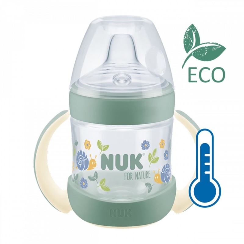 NUK Kojenecká láhev na učení for Nature s kontrolou teploty 6-18m