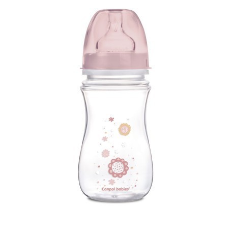 Canpol babies Láhev se širokým hrdlem NEWBORN BABY 240ml růžová