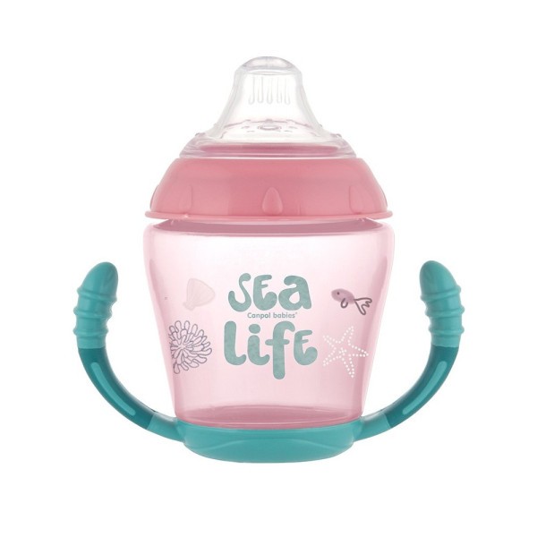 CANPOL BABIES Nevylévací hrneček se silikonovým pítkem 230ml SEA LIFE
