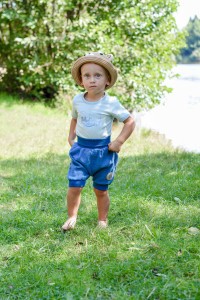 LITTLE ANGEL Šortky tenké harémky - denim