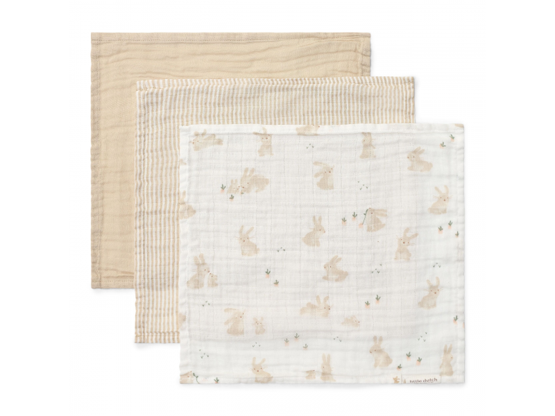 LITTLE DUTCH Ubrousky mušelínové 3 ks - Baby Bunny