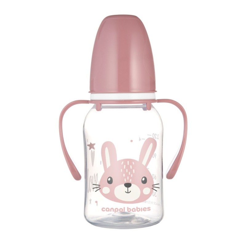 CANPOL BABIES Lahev úzkohrdlá s úchyty CUTE ANIMALS 120ml