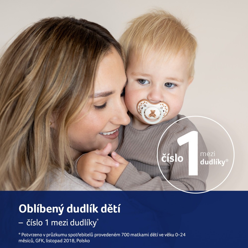 LOVI Dudlík svítící silikonový dynamický TEDDY LOVE  18m+ 2ks