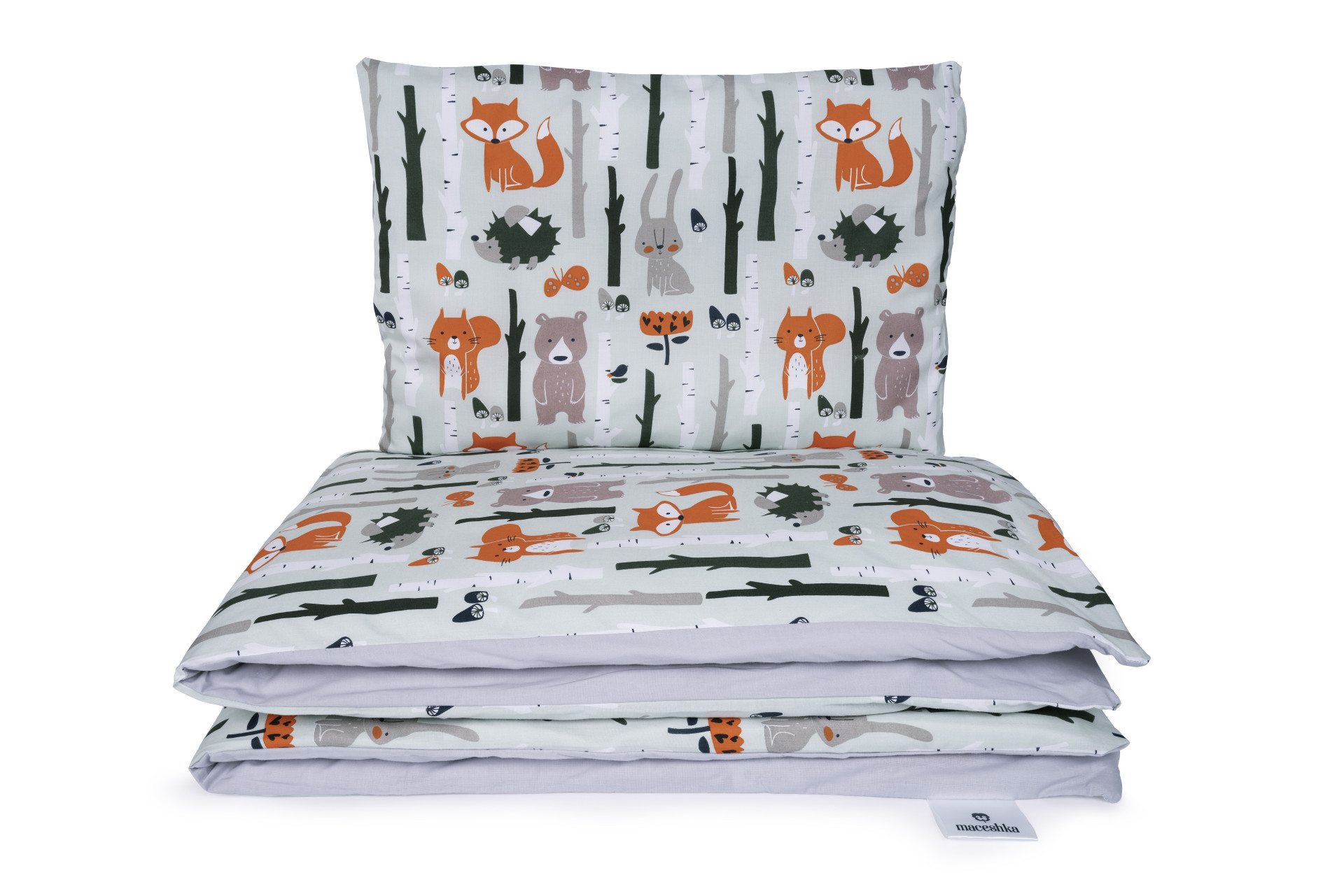 Povlečení Maceshka Basic Zvířátka v lese/šedá