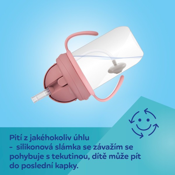 CANPOL BABIES Nevylévací hrneček se slámkou a závažím EXOTIC ANIMALS 270ml