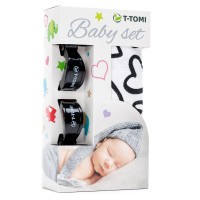T-TOMI BABY SET bambusová osuška  + kočárkový kolíček