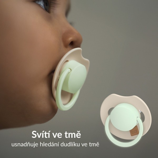 LOVI Dudlík svítící silikonový dynamický PRIME 2ks Ivory/Blush
