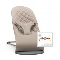 Lehátko Babybjorn Bouncer Bliss  Sand Grey cotton + hračka očička Googly Eyes