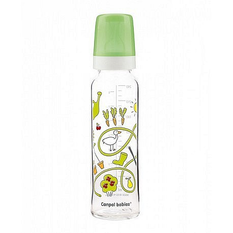 Canpol babies láhev skleněná s potiskem new 240ml