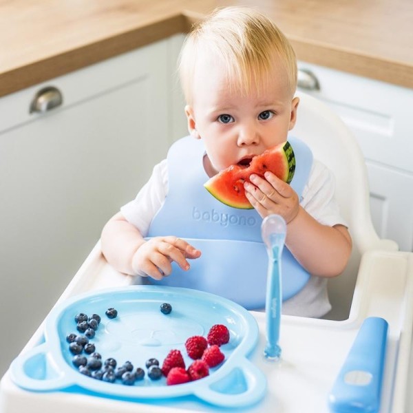 BABYONO Lžička silikonová s obalem 6m+