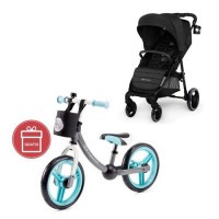 Kočárek sportovní Grande City Black Kinderkraft + Dětské odrážedlo 2WAY Next