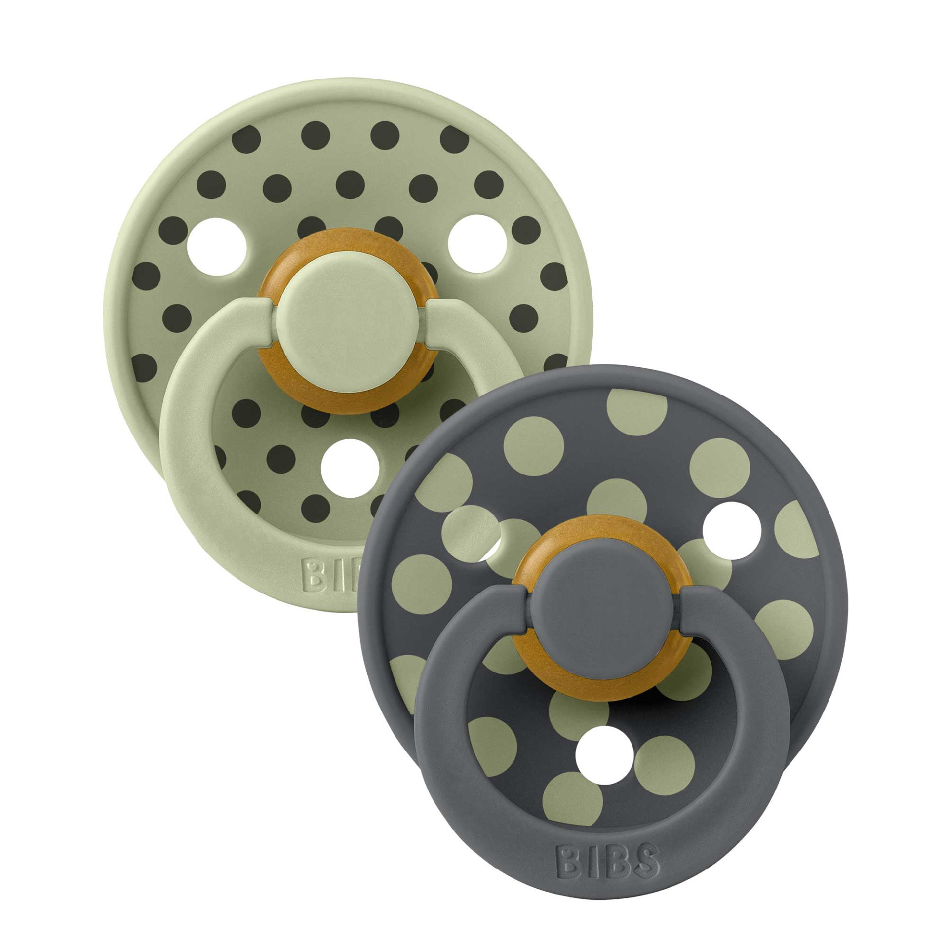 BIBS STUDIO Colour Polka dudlíky z přírodního kaučuku 2ks - vel. 1