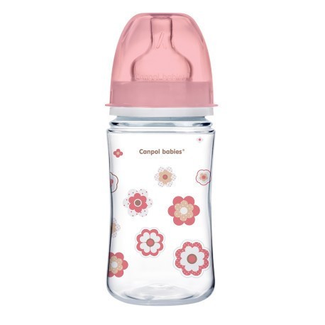 Canpol babies Láhev se širokým hrdlem NEWBORN BABY 240ml růžová