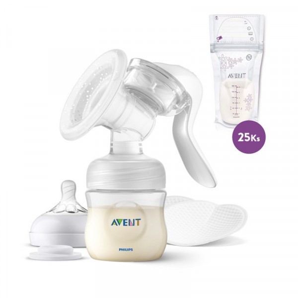 Philips AVENT Odsávačka mléka manuální + Sáčky na mléko 180 ml, 25 ks