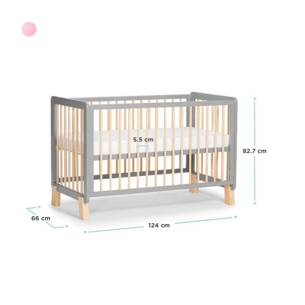KINDERKRAFT Postýlka dřevěná se zábranou Lunky Grey