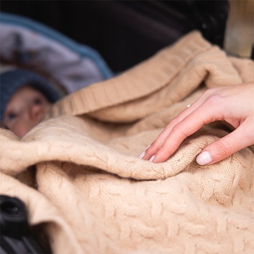 BABYONO Deka z merino vlny 75 x 100 cm dark beige 0m+