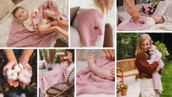 BABYONO Deka z organické bavlny pletená 75 x 100 cm 0m+