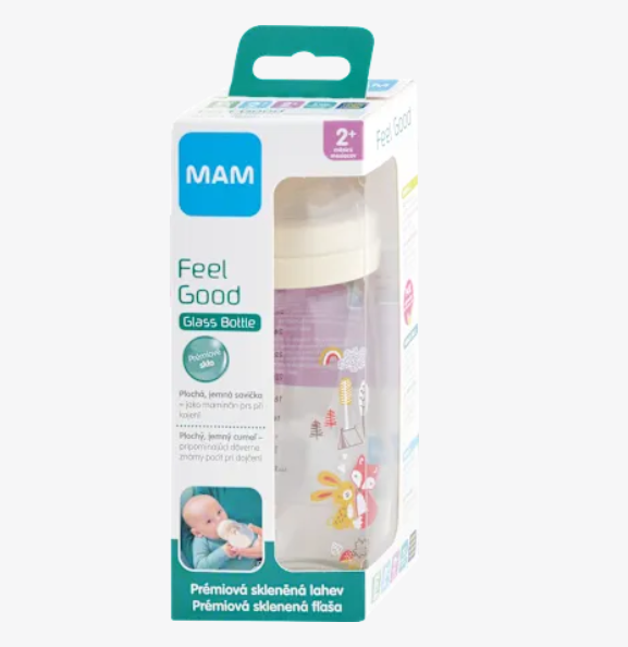 MAM Dětská skleněná láhev 260 ml Feel Good 2m+, 1 ks