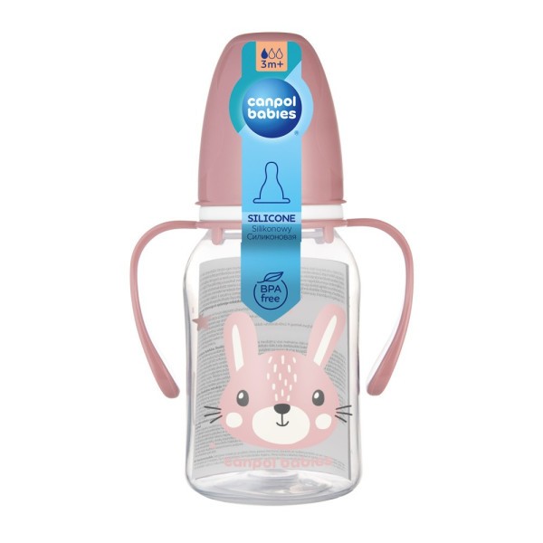 CANPOL BABIES Lahev úzkohrdlá s úchyty CUTE ANIMALS 120ml