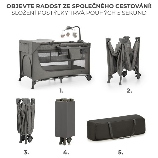KINDERKRAFT Postýlka cestovní Joy 2 s doplňky